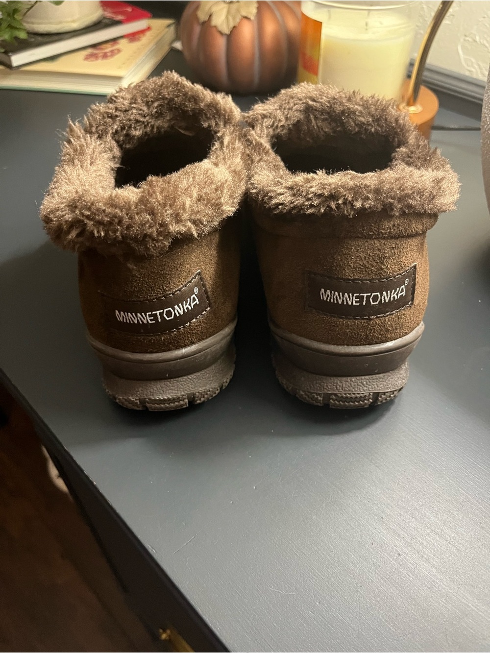 Minnetonka Brown Faux-Fur Ankle Booties